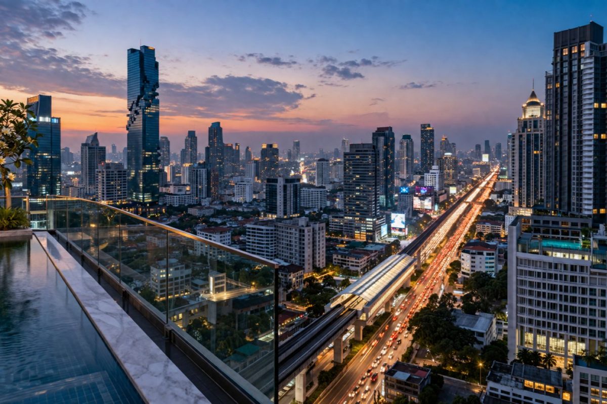Bangkok skyline along the Sukhumvit corridor representing the city's foreign-owned condominium equity release market
