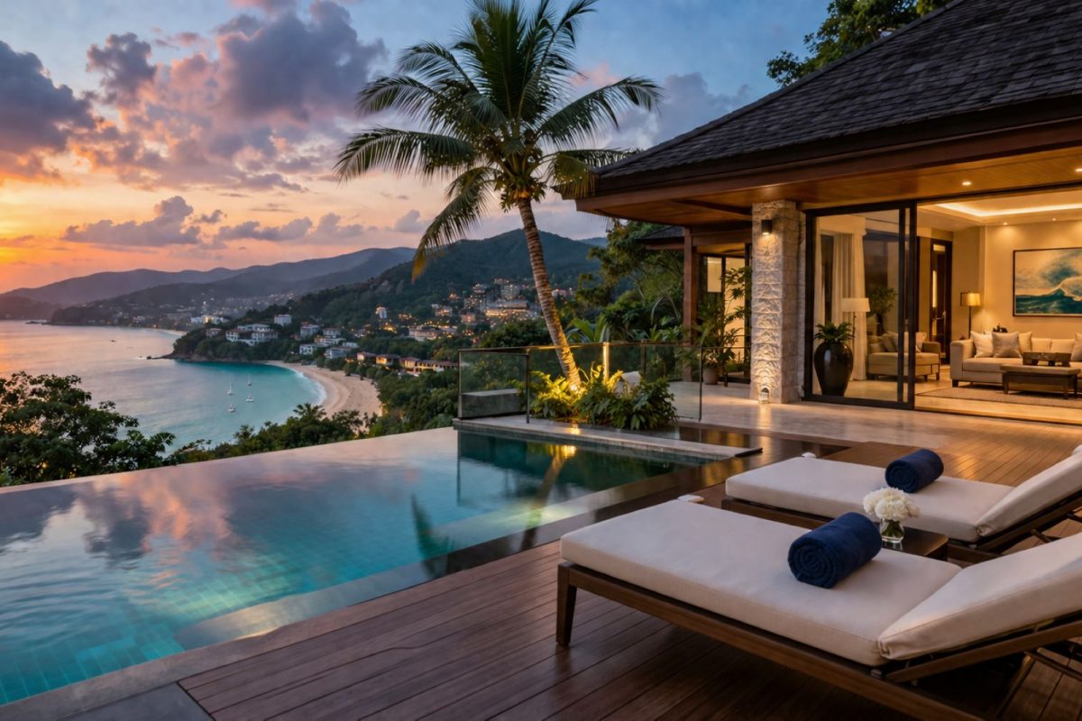 Hillside villa overlooking Kamala beach in Phuket representing the island's foreign-owned property equity release market