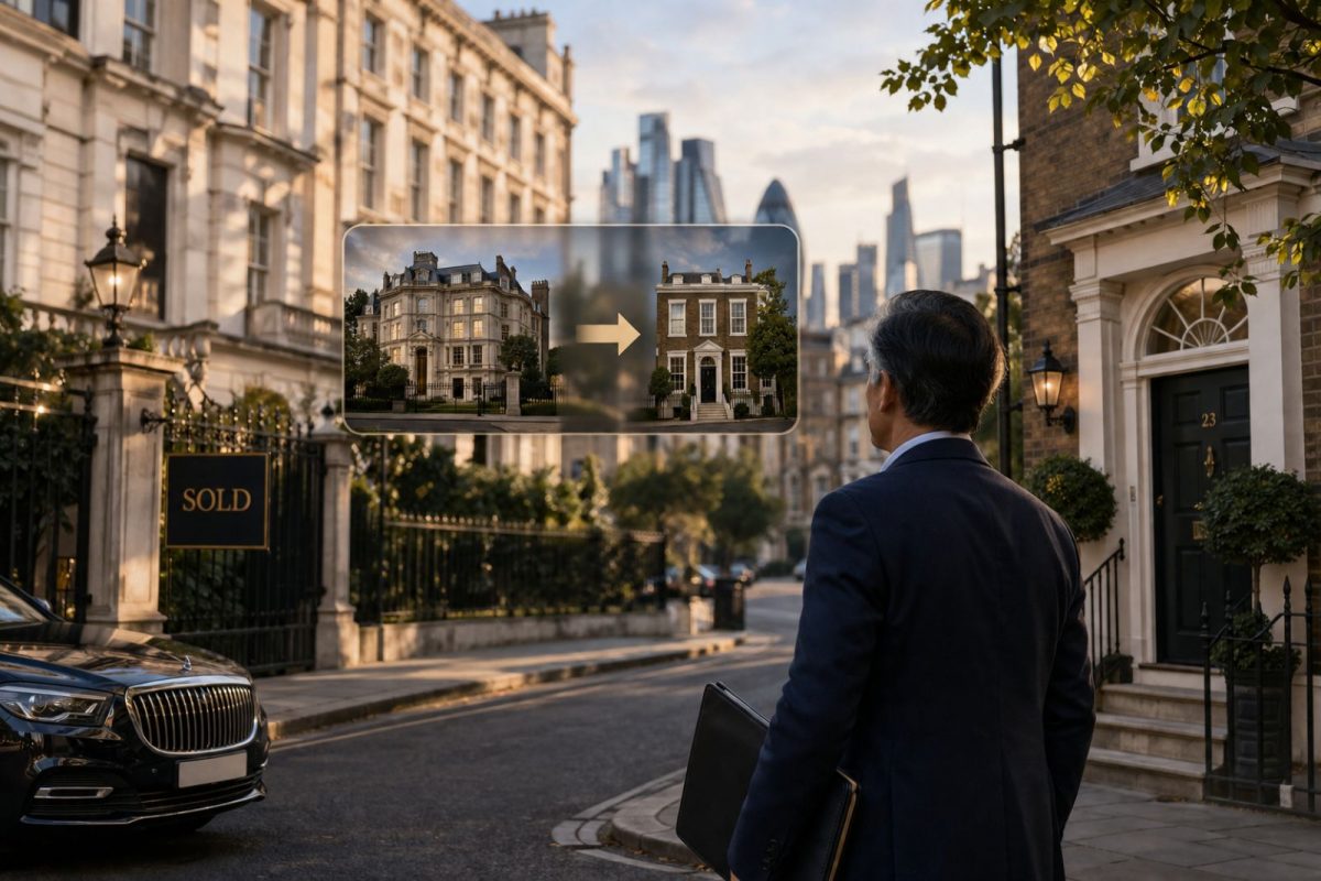 London townhouse representing a non-dom seller downsizing to a smaller prime property