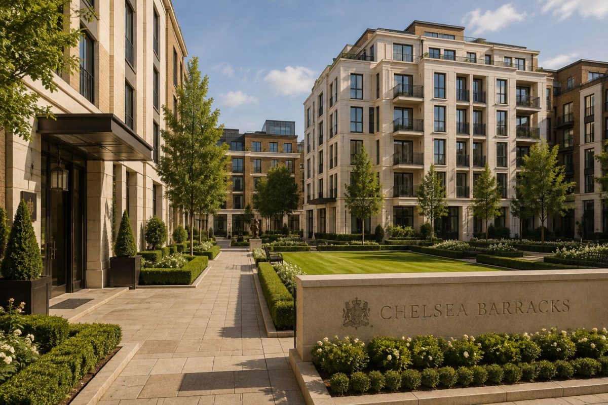 Chelsea Barracks low-density development, representing ultra-prime new-build financing for principal residences and family assets