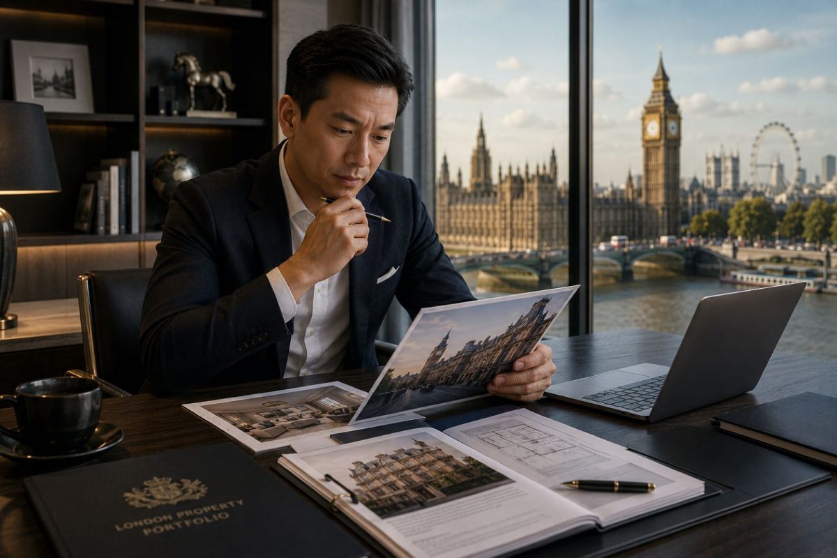 Hong Kong buyer reviewing London property investment plans, representing Hong Kong buyer financing for UK property