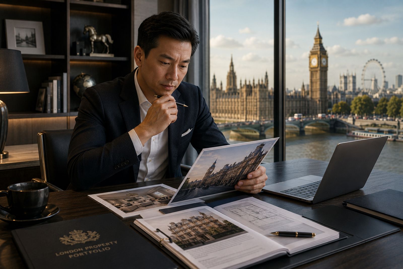 Hong Kong buyer reviewing London property investment plans, representing Hong Kong buyer financing for UK property