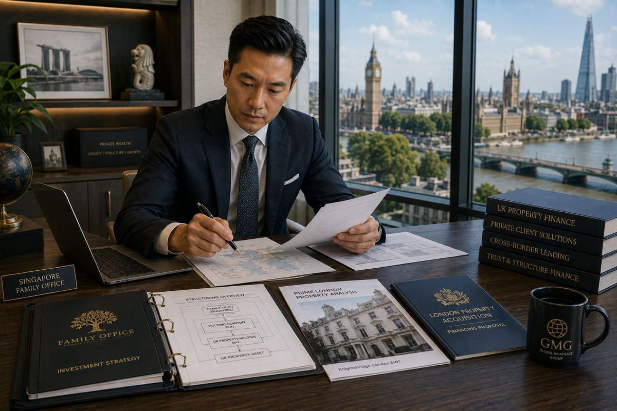 Singapore family office adviser reviewing London property structuring, representing Singapore buyer financing for UK property