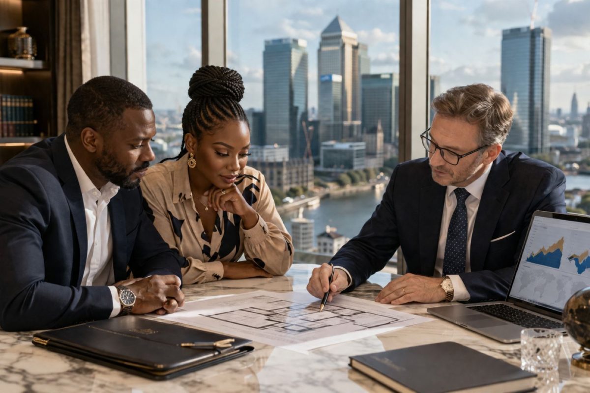 South African family reviewing currency exchange plans, representing South African buyer financing for UK property