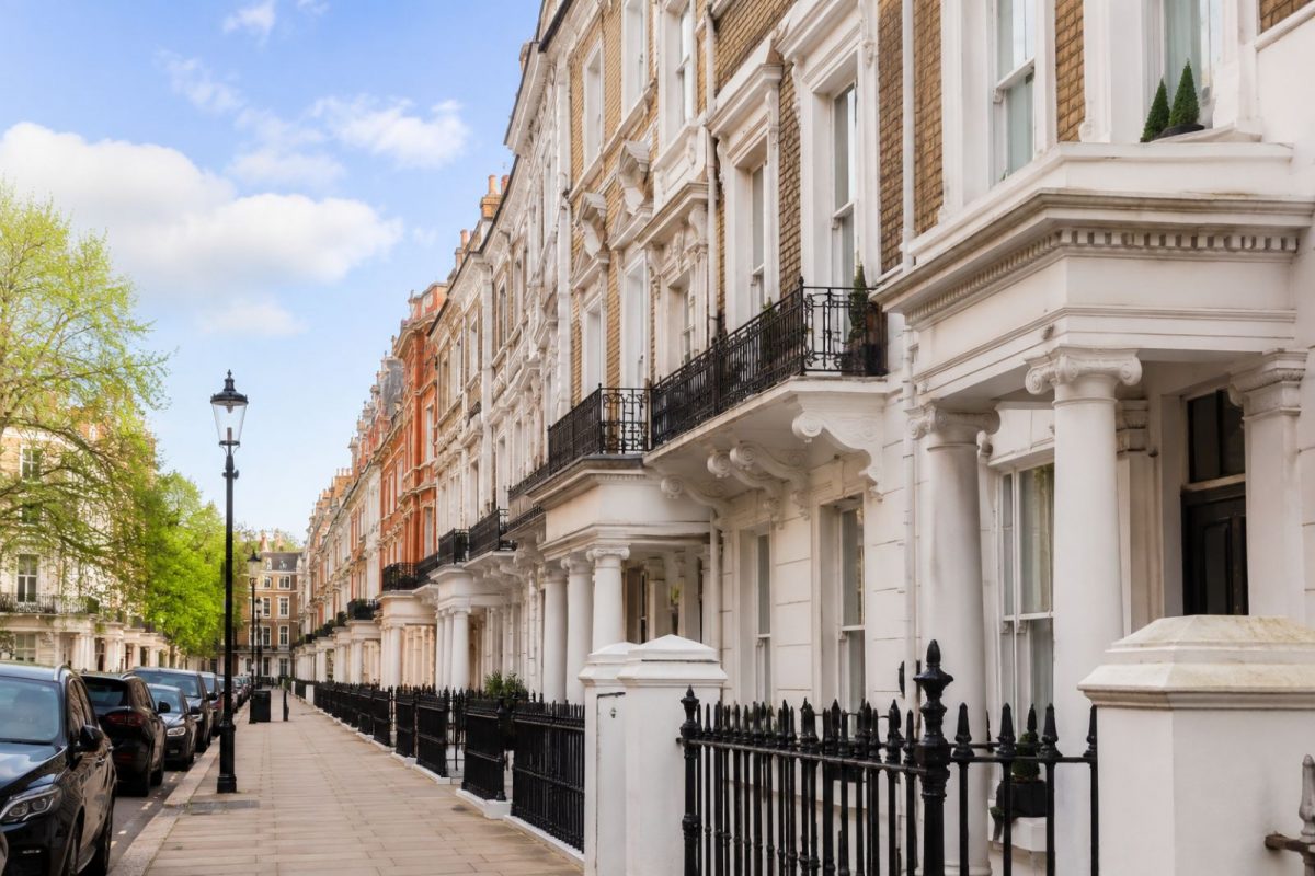 Prime London street of townhouses representing a discounted buying cycle and equity release opportunity